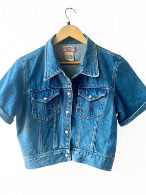 Vintage Short-Sleeve Jean Jacket - Blue